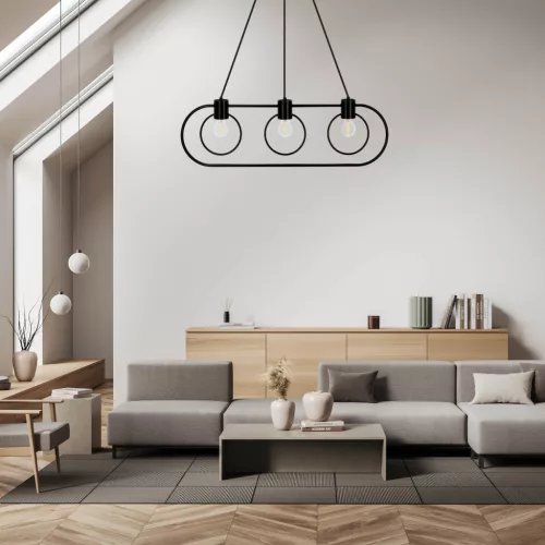 Lampa wisząca FREDO KOŁO 3 czarna