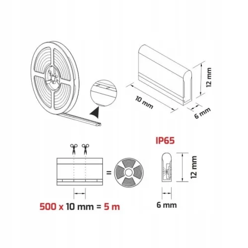 LED NEON FLEX IP65 6000K 5M 11W/M