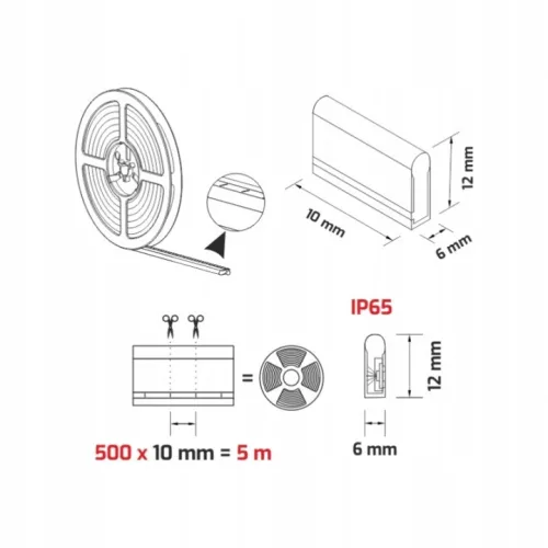 LED NEON FLEX IP65 CZERWONA 5M 11W/M