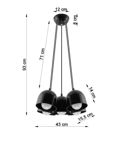 Lampa wisząca FREDDY 5 czarny