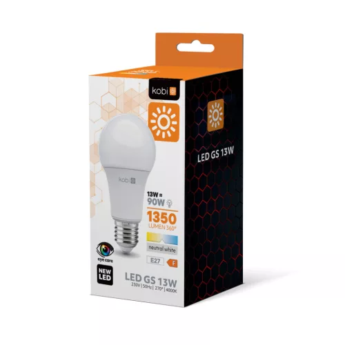 E27 LED-fényforrás, 13 W, Természetes fehér
