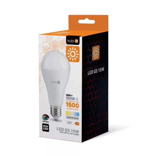 E27 LED-fényforrás, 15 W, Természetes fehér