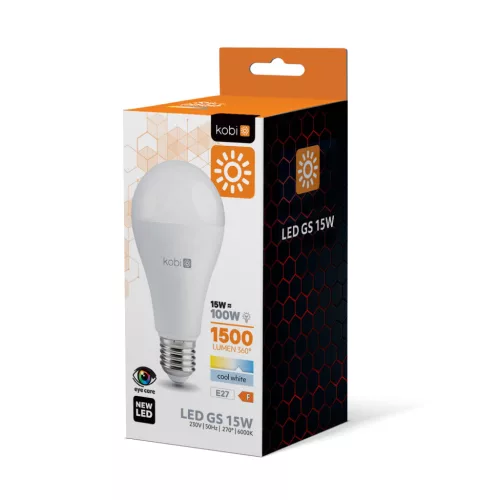 E27 LED-fényforrás, 15 W, Hideg fehér