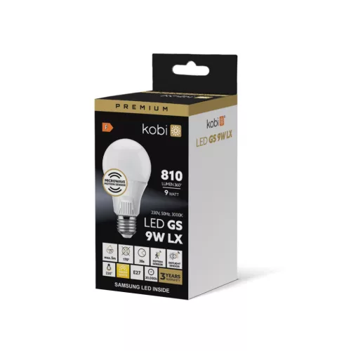E27 LED-fényforrás, 9 W, Meleg fehér