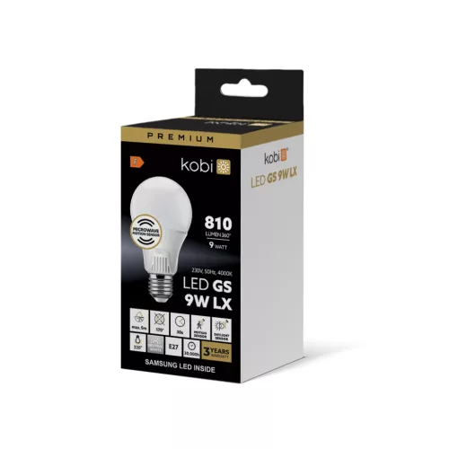 E27 LED-fényforrás, 9 W, Természetes fehér