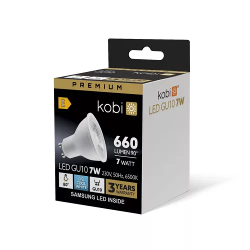 GU10 LED-fényforrás, 7 W, Hideg fehér