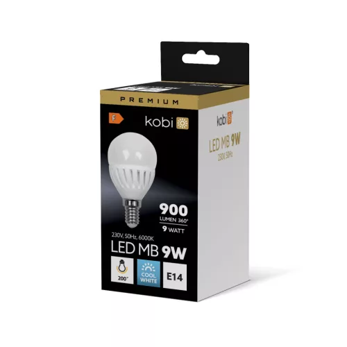 E14 LED-fényforrás, 9 W, Hideg fehér, Prémium