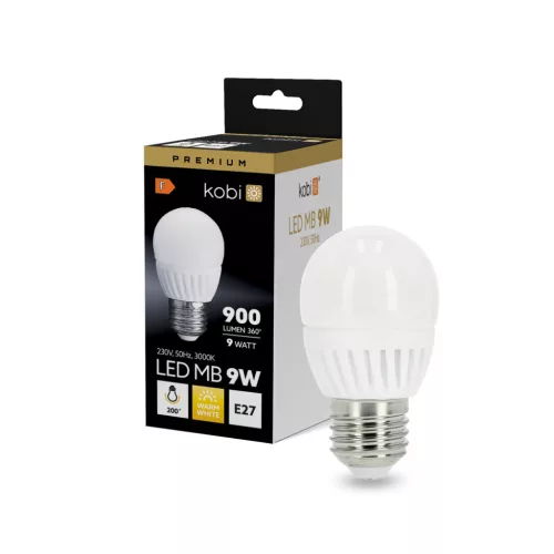 E27 LED-fényforrás, 9 W, Meleg fehér, Prémium