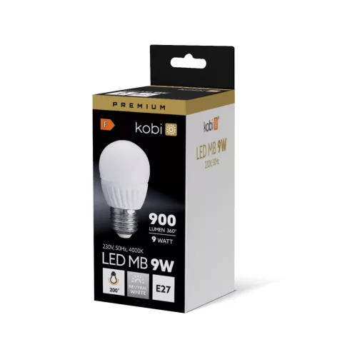 E27 LED-fényforrás, 9 W, Természetes fehér, Prémium