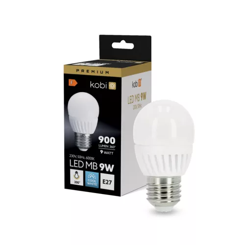 E27 LED-fényforrás, 9 W, Hideg fehér, Prémium