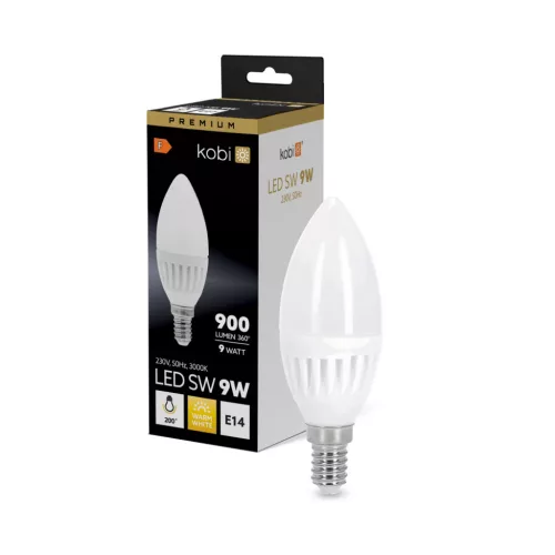E14 LED-fényforrás, 9 W, Meleg fehér, Prémium