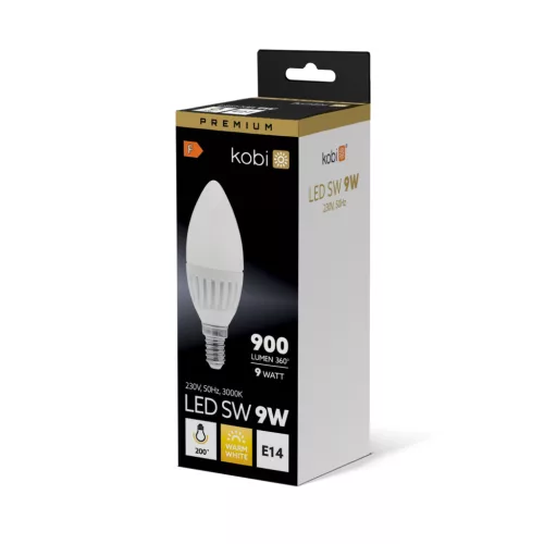 E14 LED-fényforrás, 9 W, Meleg fehér, Prémium
