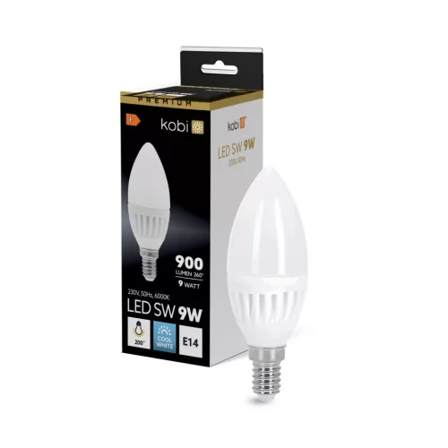 E14 LED-fényforrás, 9 W, Hideg fehér, Prémium