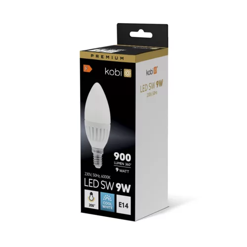 E14 LED-fényforrás, 9 W, Hideg fehér, Prémium