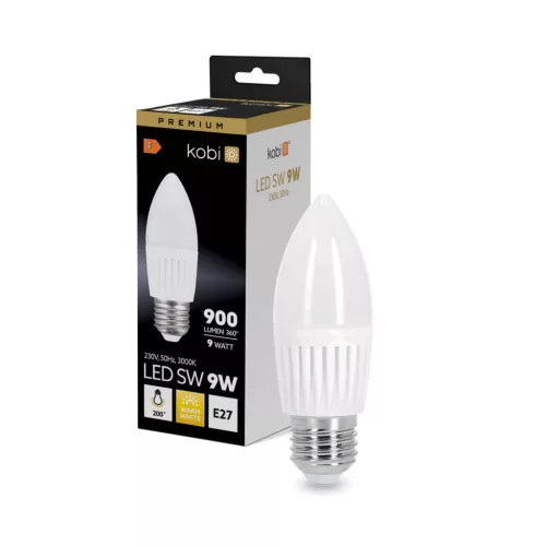 E27 LED-fényforrás, 9 W, Meleg fehér, Prémium