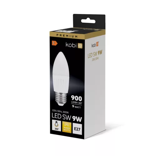 E27 LED-fényforrás, 9 W, Meleg fehér, Prémium