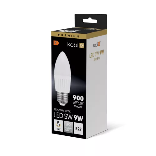 E27 LED-fényforrás, 9 W, Természetes fehér, Prémium