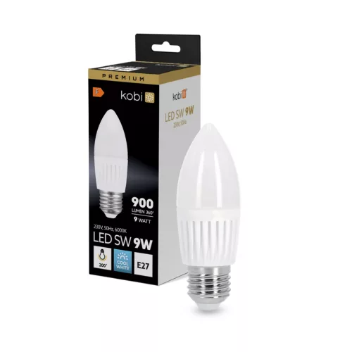 E27 LED-fényforrás, 9 W, Hideg fehér, Prémium