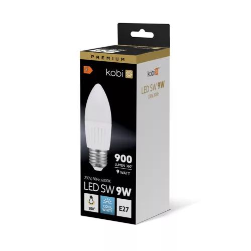 E27 LED-fényforrás, 9 W, Hideg fehér, Prémium