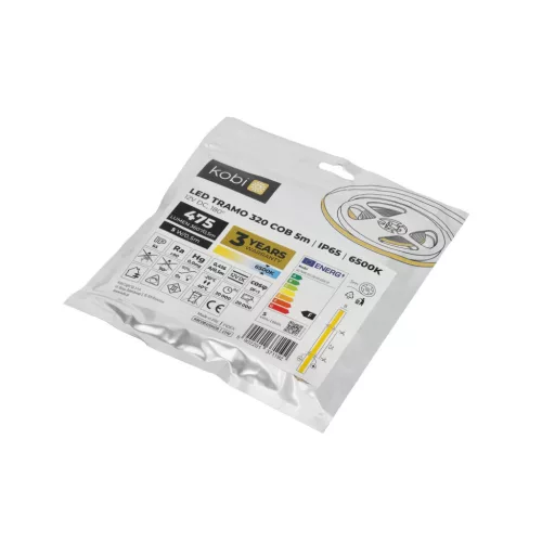 LED stripe TRAMO 320 COB 5m 6500K IP65 10W/m Kobi Premium