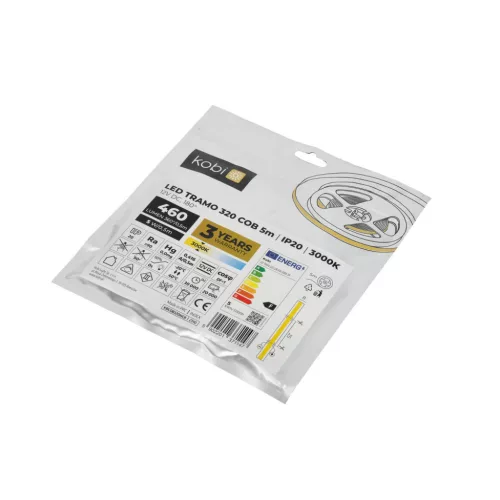 LED stripe TRAMO 320 COB 5m 3000K IP20 10W/m Kobi Premium