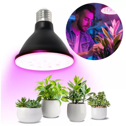 E27 Növénynevelő LED-fényforrás, 9 W, Meleg fehér