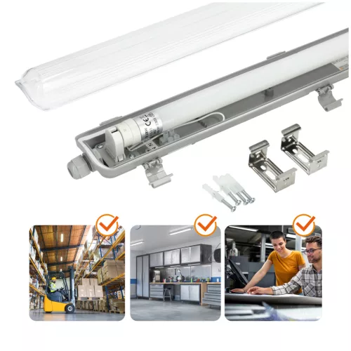 Set HERMETIC 1x120 + LED T8 18W 4000K IP65 Kobi