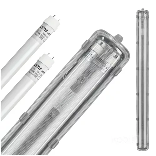 Set HERMETIC 2x120 + LED T8 18W 4000K IP65 Kobi