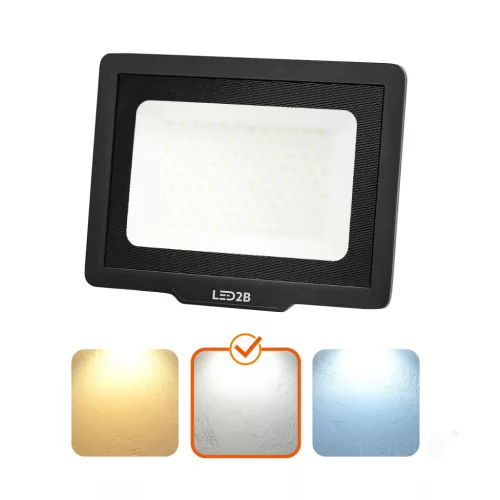 MH LED-reflektor, 120°, IP65, 100 W, Természetes fehér, fekete