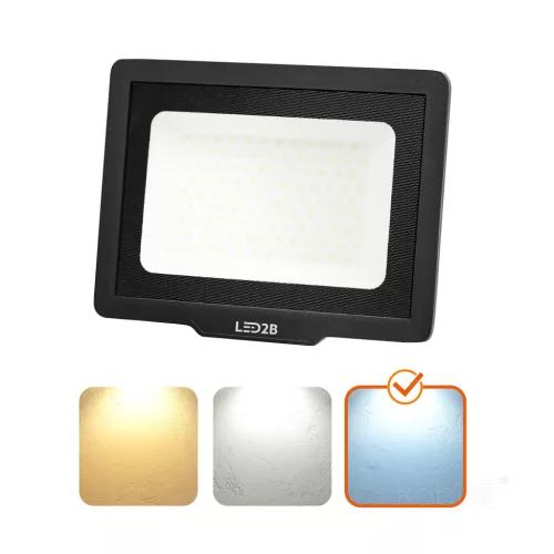 MH LED-reflektor, 120°, IP65, 100 W, Hideg fehér, fekete