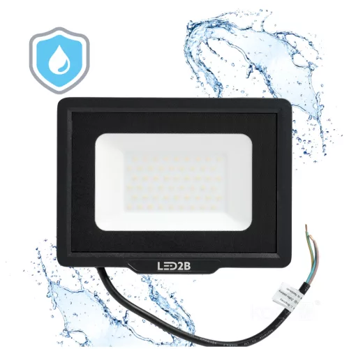 MH LED-reflektor, 120°, IP65, 50 W, Természetes fehér, fekete