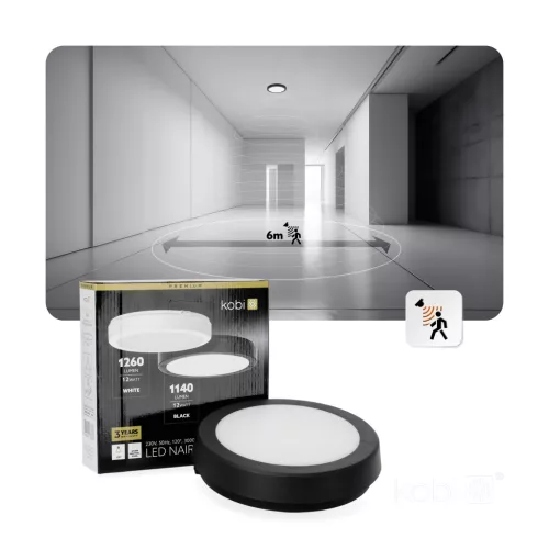 Ceiling lamp LED NAIROS G2 12W 3CCT IP65 black Kobi Premium