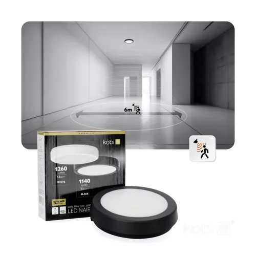 Ceiling lamp LED NAIROS G2 12W 3CCT IP65 black Kobi Premium