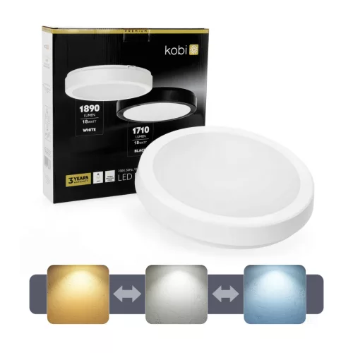 Ceiling lamp LED NAIROS G2 18W 3CCT IP65 white Kobi Premium
