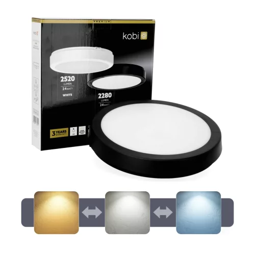 Ceiling lamp LED NAIROS G2 24W 3CCT IP65 black Kobi Premium