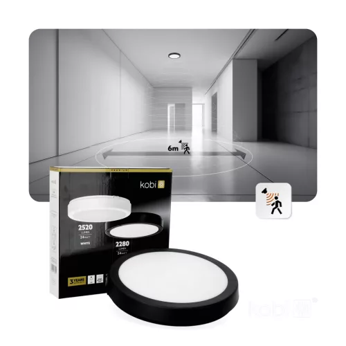 Ceiling lamp LED NAIROS G2 24W 3CCT IP65 black Kobi Premium