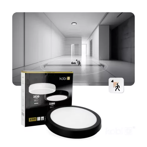 Ceiling lamp LED NAIROS G2 24W 3CCT IP65 black Kobi Premium