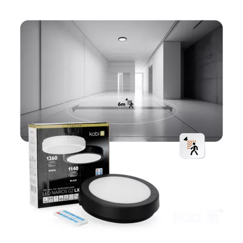 Ceiling lamp LED NAIROS G2 12W 3CCT LX IP65 black Kobi Premium