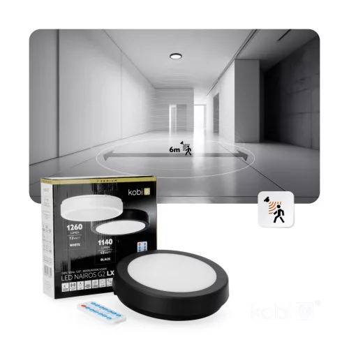 Ceiling lamp LED NAIROS G2 12W 3CCT LX IP65 black Kobi Premium