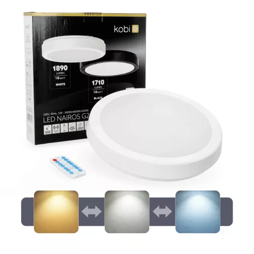 Ceiling lamp LED NAIROS G2 18W 3CCT LX IP65 white Kobi Premium