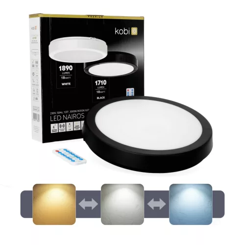 Ceiling lamp LED NAIROS G2 18W 3CCT LX IP65 black Kobi Premium