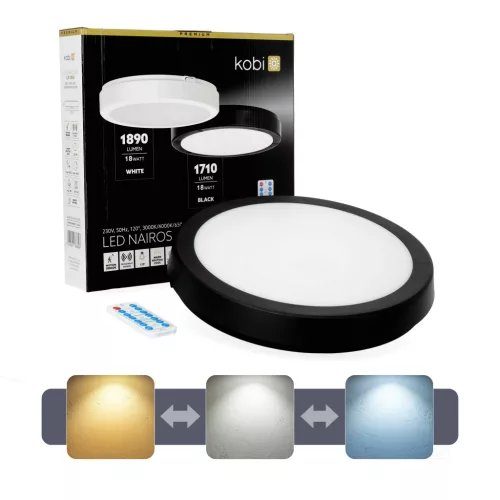 Ceiling lamp LED NAIROS G2 18W 3CCT LX IP65 black Kobi Premium