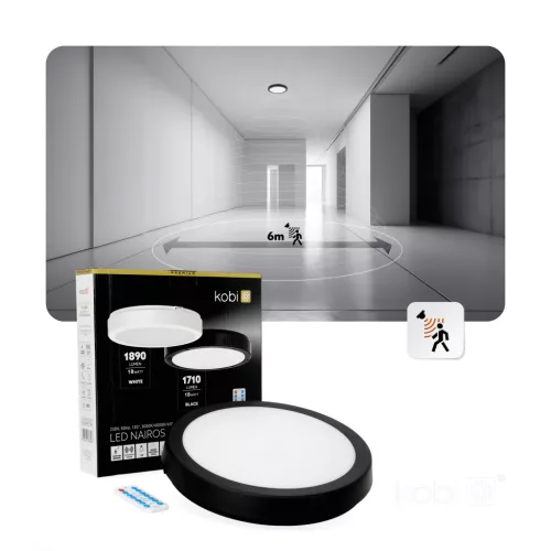 Ceiling lamp LED NAIROS G2 18W 3CCT LX IP65 black Kobi Premium