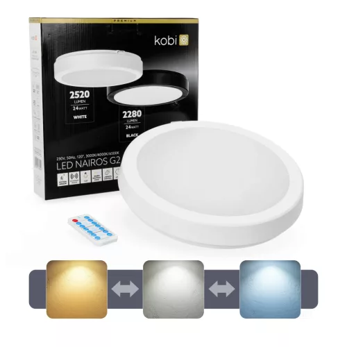 Ceiling lamp LED NAIROS G2 24W 3CCT LX IP65 white Kobi Premium