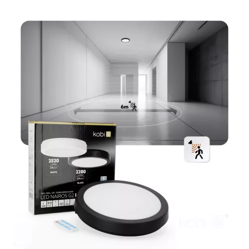 Ceiling lamp LED NAIROS G2 24W 3CCT LX IP65 black Kobi Premium