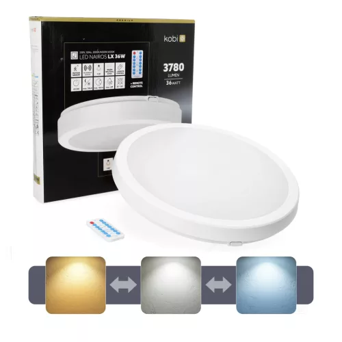 Ceiling lamp LED NAIROS G2 36W 3CCT LX IP65 white Kobi Premium