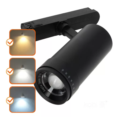 NEXTRACK VISION háromfázisú sínes lámpa, 20W, 10/60°, CRI 90, Szabályozható színhőmérséklet, Fekete