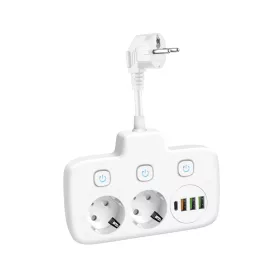   Extension cord KOBI LINEA PRO FL 2 sockets+3USB/1USB-C/0,2m white Kobi