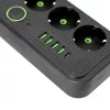 Extension cord KOBI LINEA PRO 3 sockets+4USB/1USB-C/1,5m/Zu+W black Kobi
