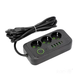   Extension cord KOBI LINEA PRO 3 sockets+4USB/1USB-C/3m/Zu+W black Kobi